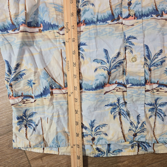 M Field Reyn Spooner Hawaiian Shirt Mens L Ocean Kayak Print Cotton Button Up - Picture 4 of 6